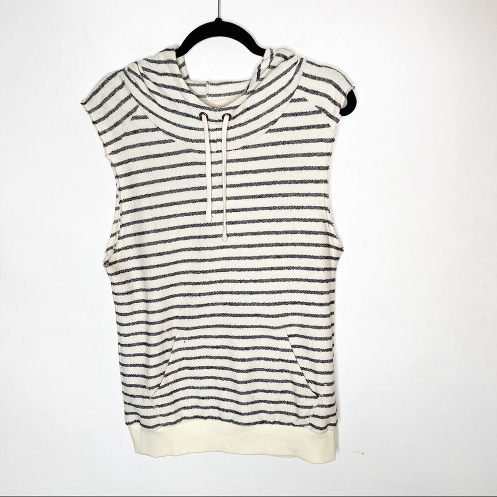 True Religion Striped Blue & White Sleeveless Hoodies SZ S